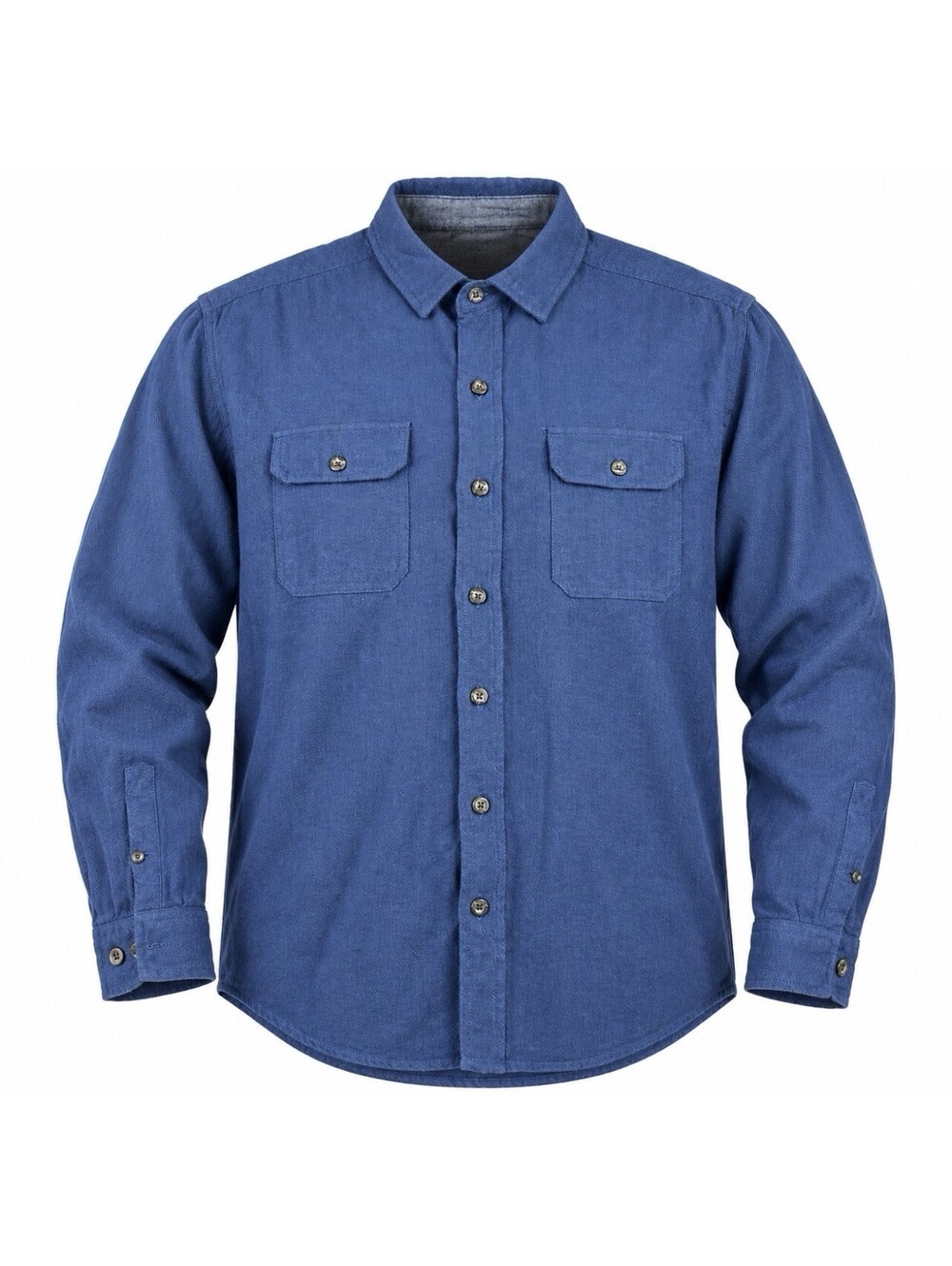 Woolrich Shirt Mens XXL Blue Herringbone 100% Cotton Long Sleeve Button Up